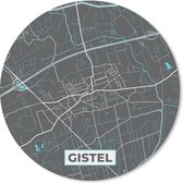 Muismat - Mousepad - Rond - Stadskaart – Grijs - Kaart – Gistel – België – Plattegrond - 50x50 cm - Ronde muismat