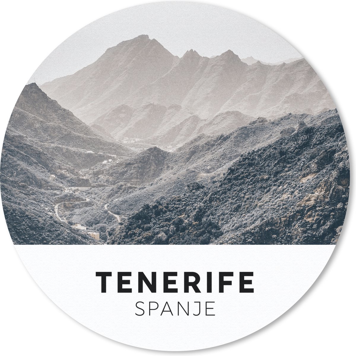 Muismat rond 30x30 cm - Mousepad Tenerife - Spanje - Bergen - Ronde muismatten