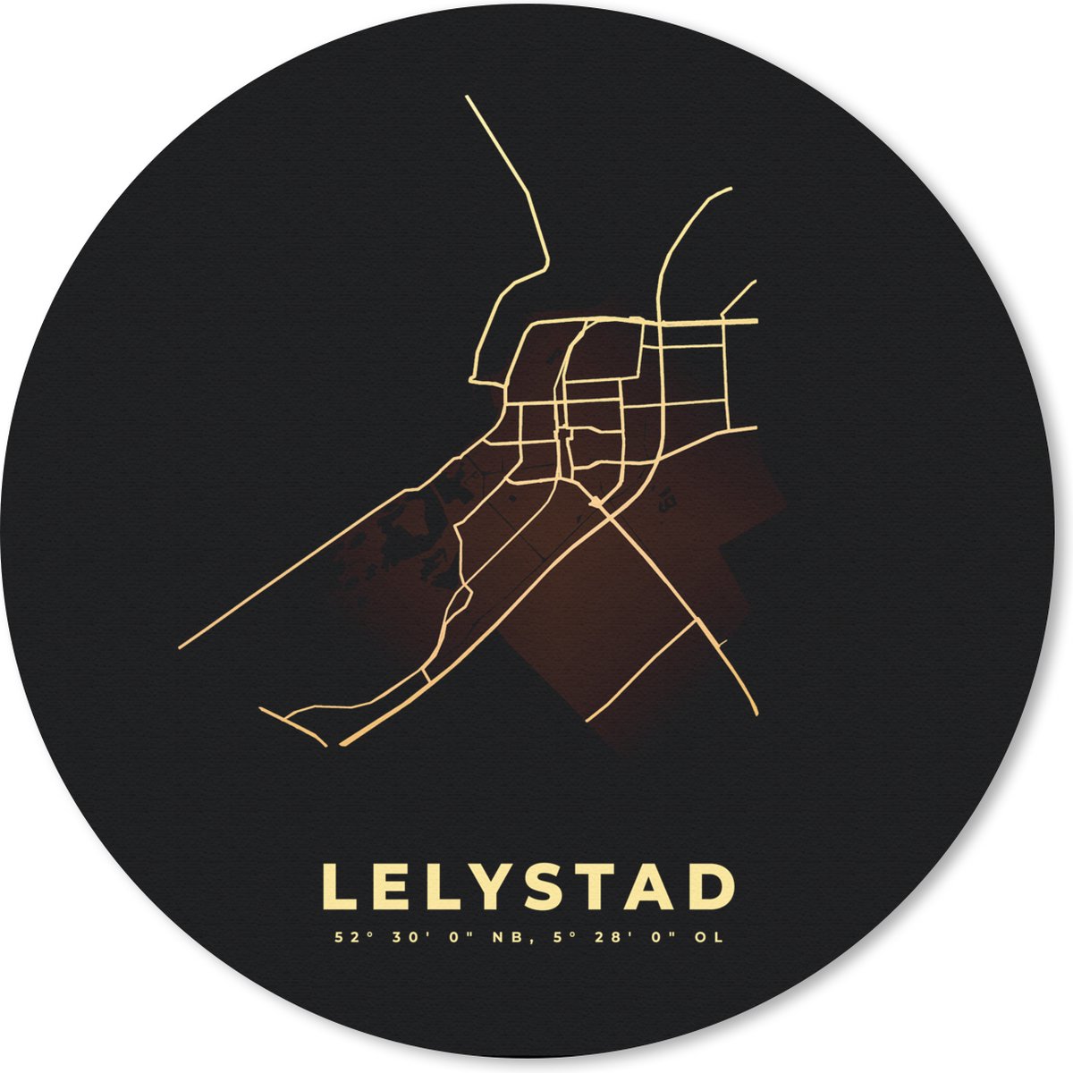 Muismat rond 30x30 cm - Mousepad Nederland - Lelystad - Kaart - Plattegrond - Stadskaart - Ronde muismatten - Stadskaart