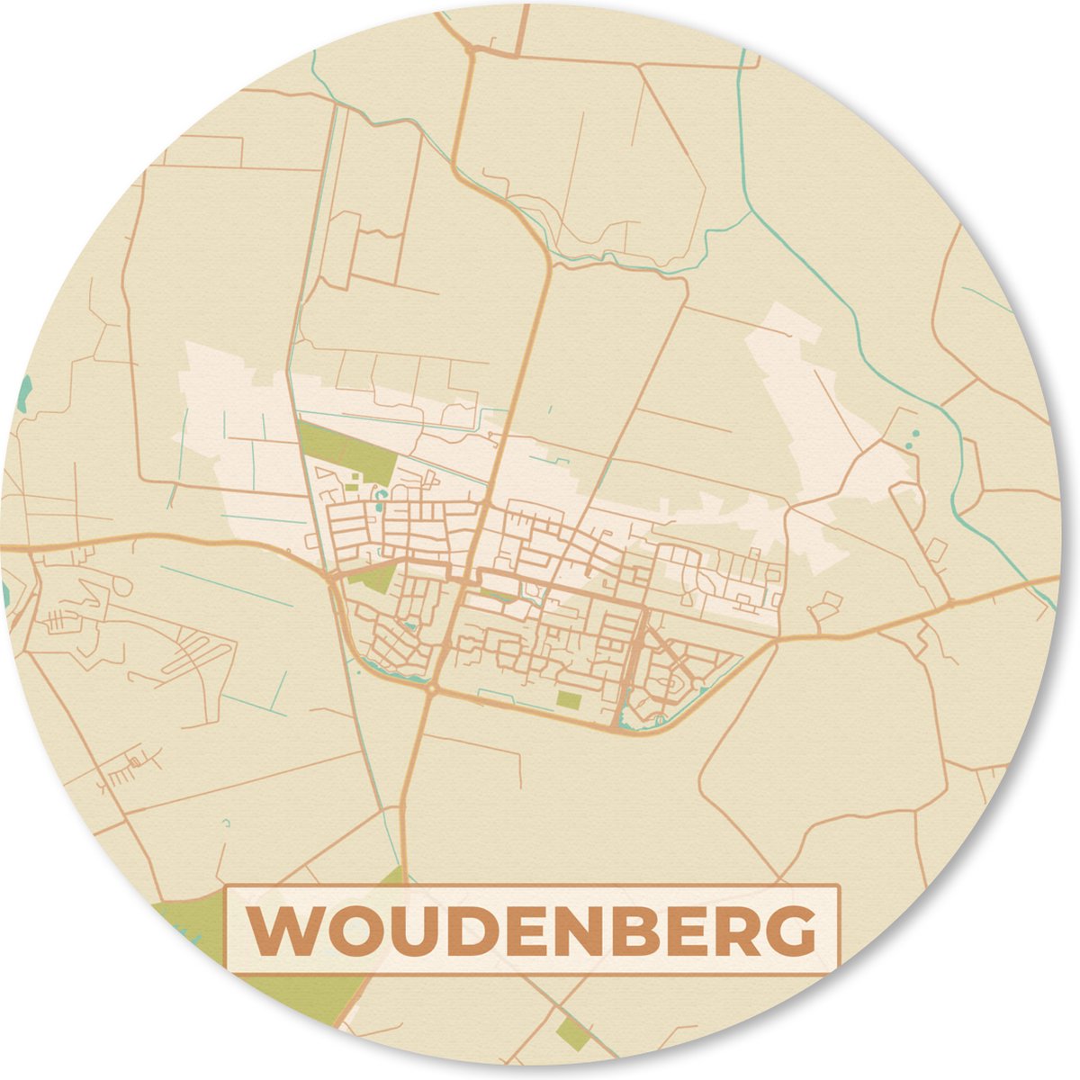 Muismat rond 20x20 cm - Mousepad Woudenberg - Stadskaart - Kaart - Plattegrond - Ronde muismatten - Stadskaart
