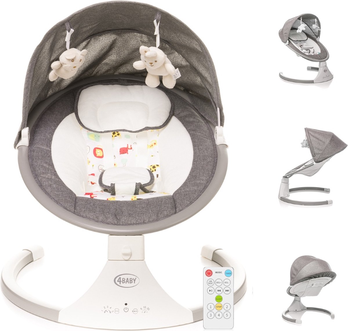 Balançoire Bebe cam Electrique Avec Peluche Vert 0,9kg gris