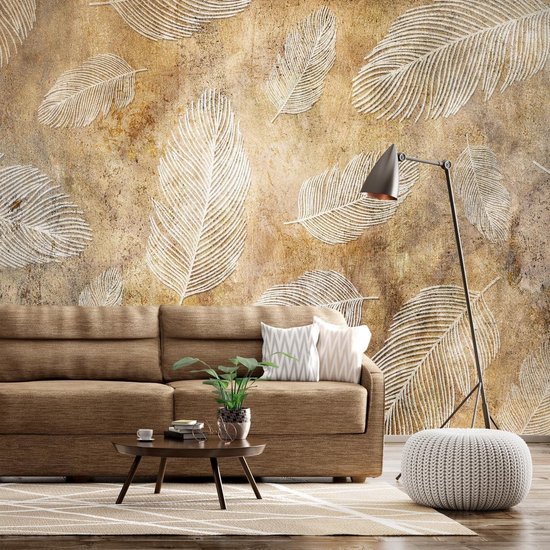 Fotobehangkoning - Behang - Vliesbehang - Fotobehang Vliegende Veren - 200 x 140 cm