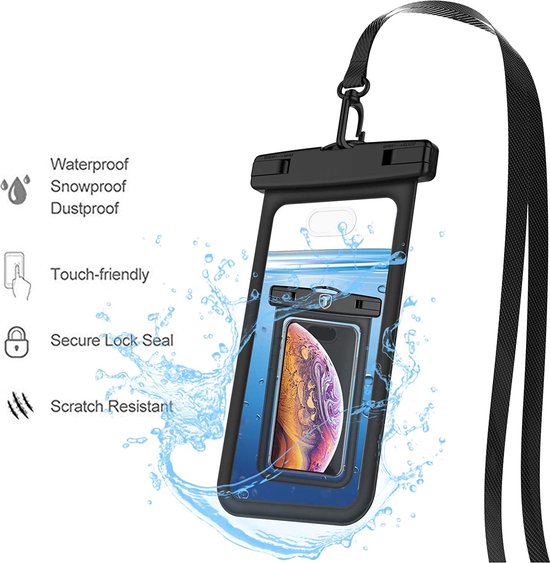 Waterdichte Telefoonhoesje met Koord en Airbag - Drijvend - IPX8 tot 30 Meter Waterproof - Universeel