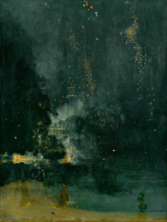 James Whistler - Nocturne in Black and Gold – The Falling Rocket (1875), Nocturne in Zwart en Goud - De Vallende Raket Canvas Print