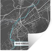 Muurstickers - Sticker Folie - Bad Kreuznach – Stadskaart – Blauw – Plattegrond – Stadskaart – Kaart - Duitsland - 120x120 cm - Plakfolie - Muurstickers Kinderkamer - Zelfklevend Behang XXL - Zelfklevend behangpapier - Stickerfolie
