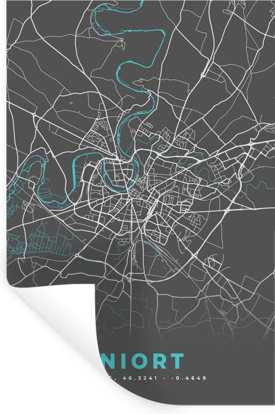 Stickers Stickers muraux - Niort - Carte - Carte - France - Plan de la ville - 40x60 cm - Film adhésif