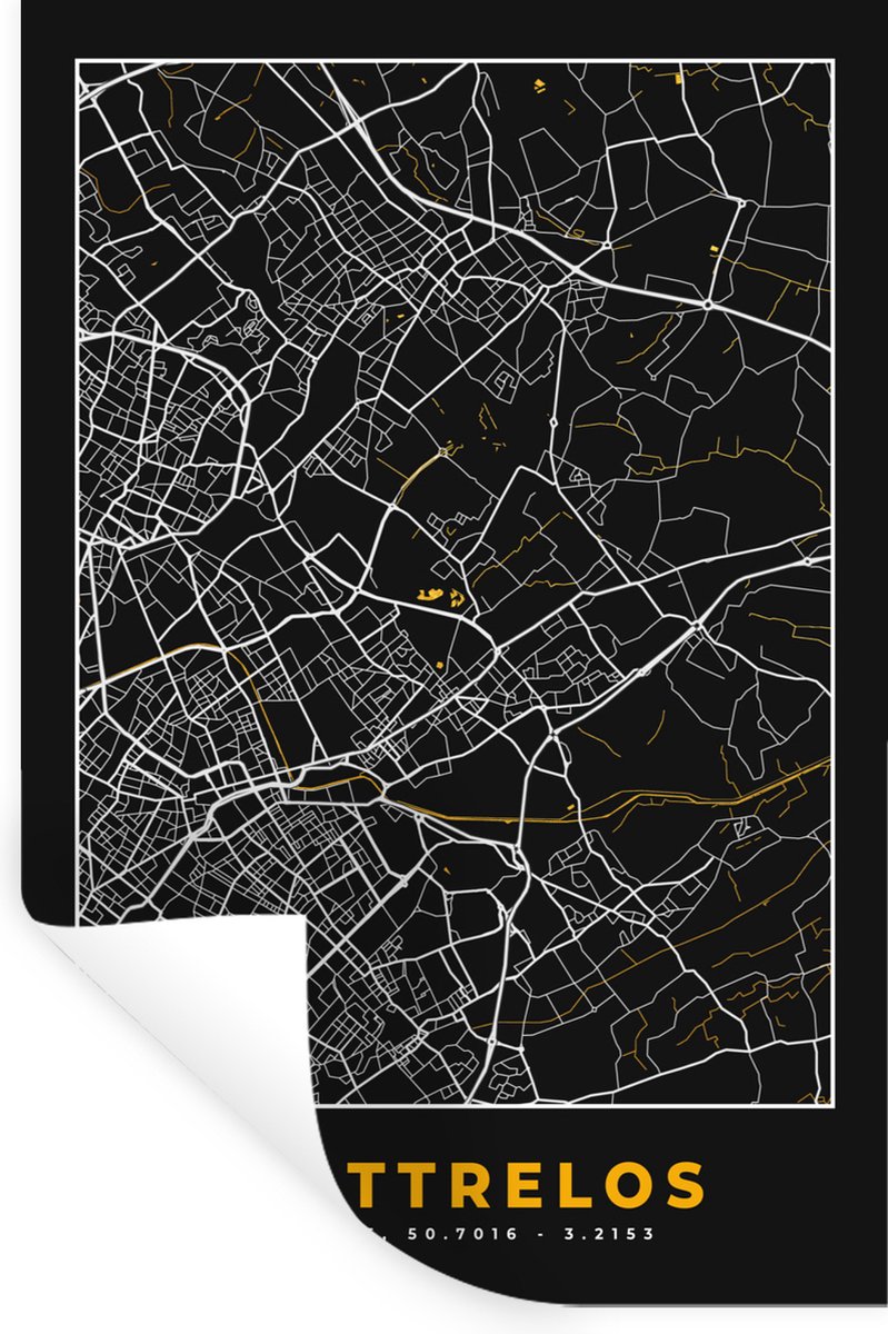 Muurstickers - Sticker Folie - Frankrijk – Wattrelos – Stadskaart – Plattegrond – Kaart - 