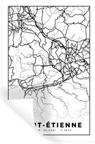 Muurstickers - Sticker Folie - Stadskaart - Saint-Étienne - Plattegrond - Kaart - Frankrijk - Zwart wit - 40x60 cm - Plakfolie - Muurstickers Kinderkamer - Zelfklevend Behang - Zelfklevend behangpapier - Stickerfolie