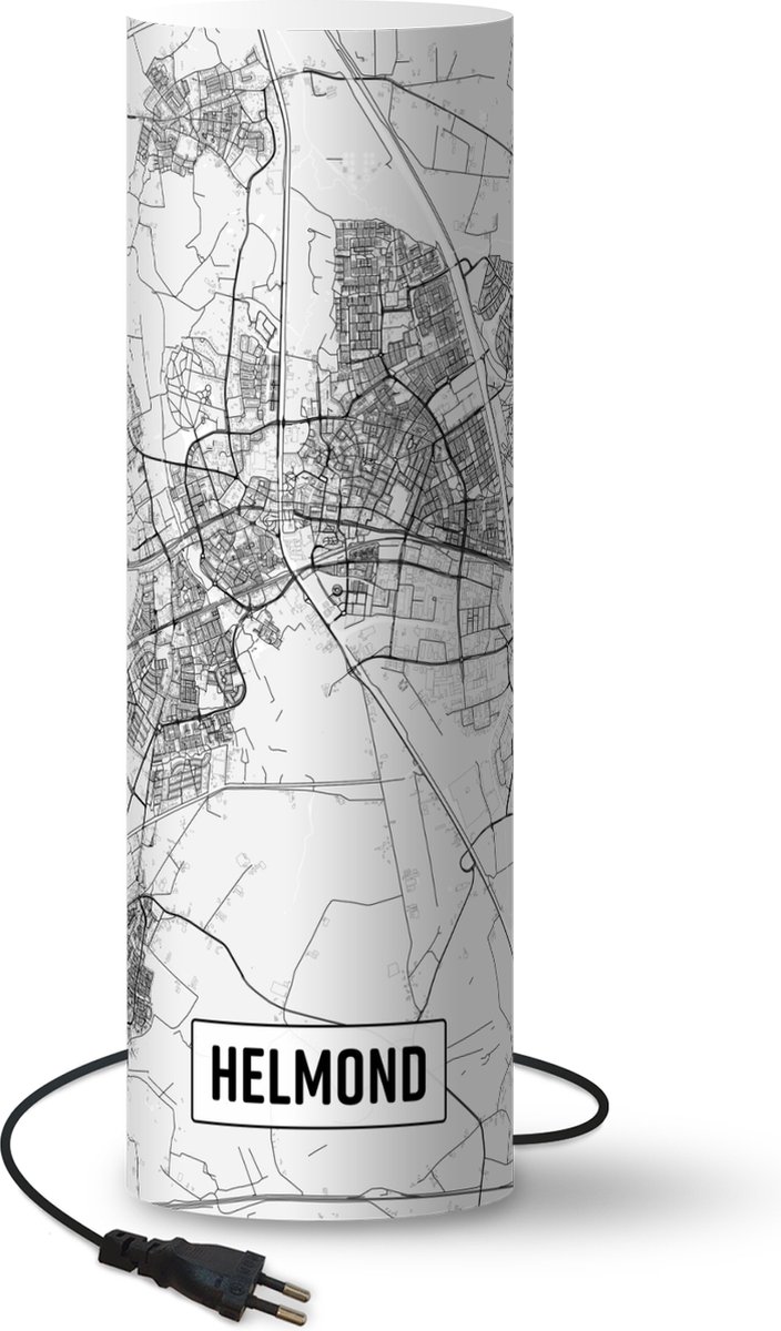 Lamp - Nachtlampje - Tafellamp slaapkamer - Stadskaart Helmond - 60 cm hoog - Ø19.1 cm - Inclusief LED lamp - Plattegrond
