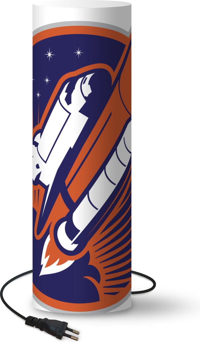 Lamp - Nachtlampje - Tafellamp slaapkamer - een space shuttle op een embleem - 50 cm hoog - Ø15.9 cm - Inclusief LED lamp