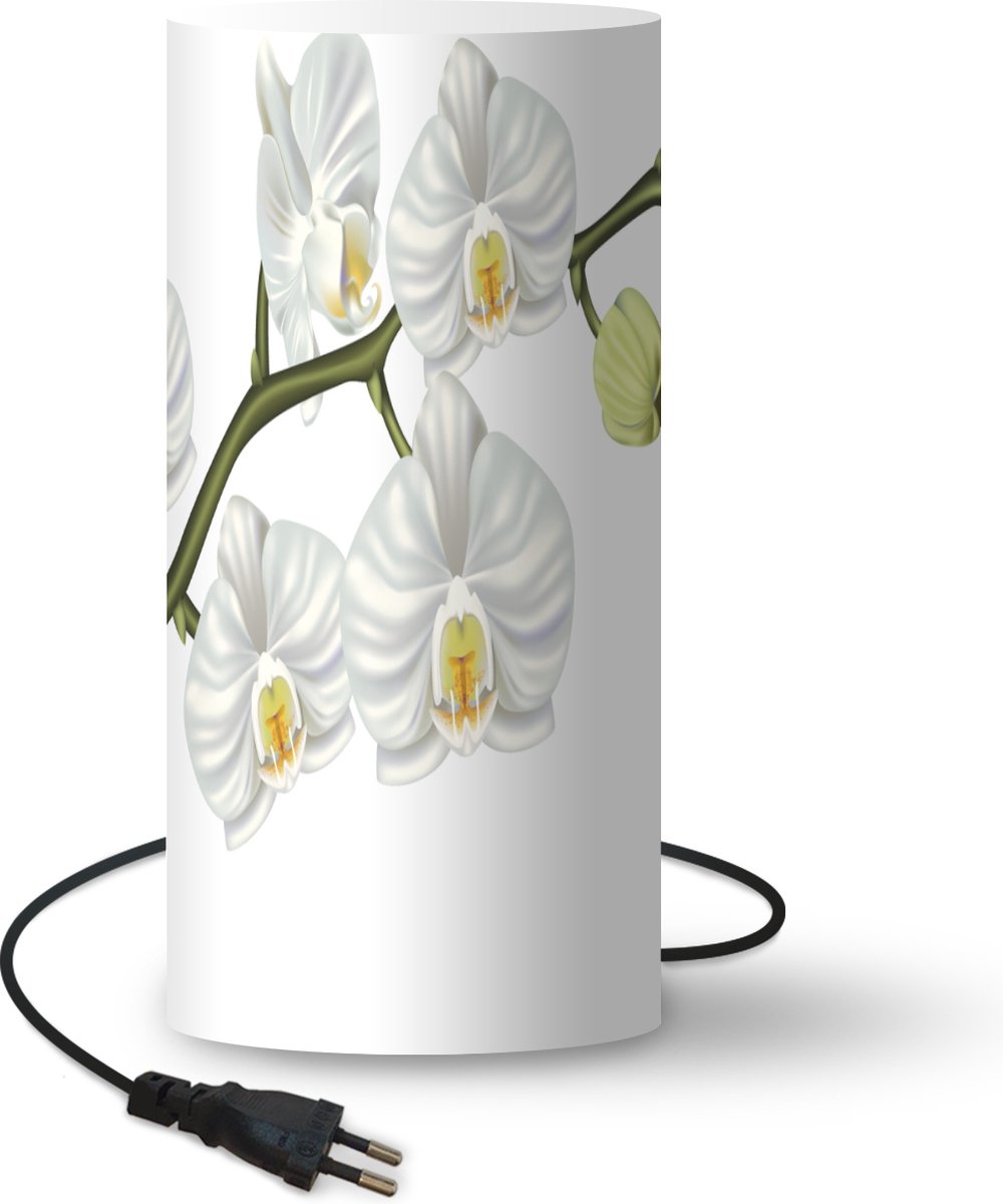 Lamp - Nachtlampje - Tafellamp slaapkamer - een witte orchidee - 33 cm hoog - Ø15.9 cm - Inclusief LED lamp