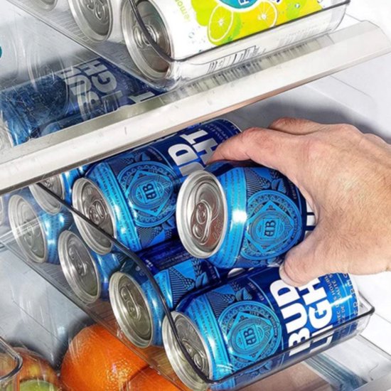Set van 2 draagbare drankblikjeshouders voor koelkast, blikhouder, opbergdoos voor blikjes, doorzichtige kunststof