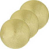 10x Luxe ronde placemats goud 38 cm geweven/gevlochten - Gouden ronde placemats/onderleggers tafeldecoratie - Tafel dekken