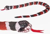 Pluche gestreepte koningsslang knuffel 150 cm - Slangen reptielen knuffels - Speelgoed voor kinderen