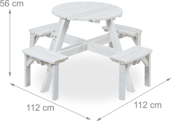 Ydra - Picknick Tafel Met Vaste Banken - Blad Betonlook 4407 - 24mm HPL Frame Wit Bi 1400 X 800 Mm Ydra - Picknick Tafel Met Vaste Banken - Blad Betonlook 4407 - 24mm HPL Frame Wit Bi 1400 X 800 Mm