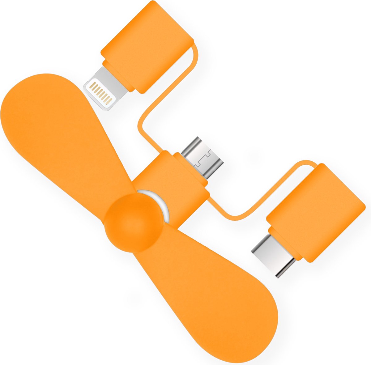 iMoshion 3-in-1 smartphone ventilator Lightning, USB-C & Micro-USB - Oranje