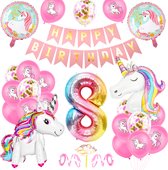 Partypakket® Eenhoorn Verjaardag Versiering - 8 jaar - Unicorn versiering - All-in-one Feestpakket - Decoratie - Ballonnen - Feestpakket - Verjaardag - Feest versiering