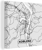 Canvas Schilderij Koblenz- Kaart - Stadskaart - Duitsland - Plattegrond - 20x20 cm - Wanddecoratie