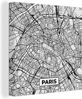 Canvas Schilderij Frankrijk - Plattegrond - Kaart - Parijs - Stadskaart - 20x20 cm - Wanddecoratie