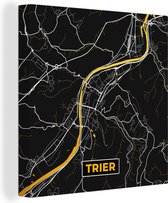 Canvas Schilderij Black and Gold – Stadskaart – Trier – Duitsland – Plattegrond – Kaart - 20x20 cm - Wanddecoratie