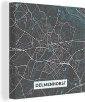 Canvas Schilderij Kaart – Plattegrond – Stadskaart – Delmenhorst – Duitsland – Blauw - 20x20 cm - Wanddecoratie