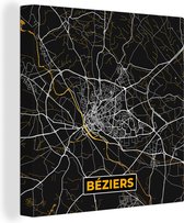 Canvas Schilderij Plattegrond – Béziers – Stadskaart – Kaart – Frankrijk - 90x90 cm - Wanddecoratie