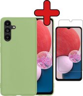 Hoesje Geschikt voor Samsung A13 5G Hoesje Siliconen Case Hoes Met Screenprotector - Hoes Geschikt voor Samsung Galaxy A13 5G Hoes Cover Case - Groen