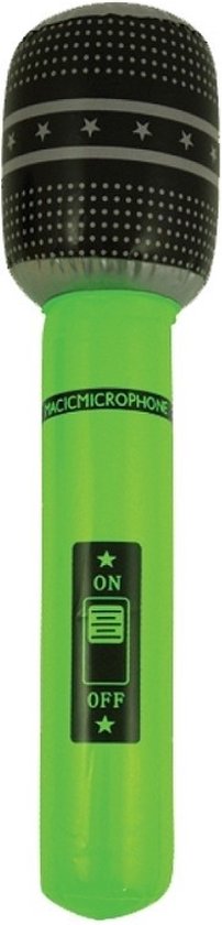 Microphone gonflable vert néon 40 cm - Microphone jouet - Accessoire d'habillage pop star - Articles de fête
