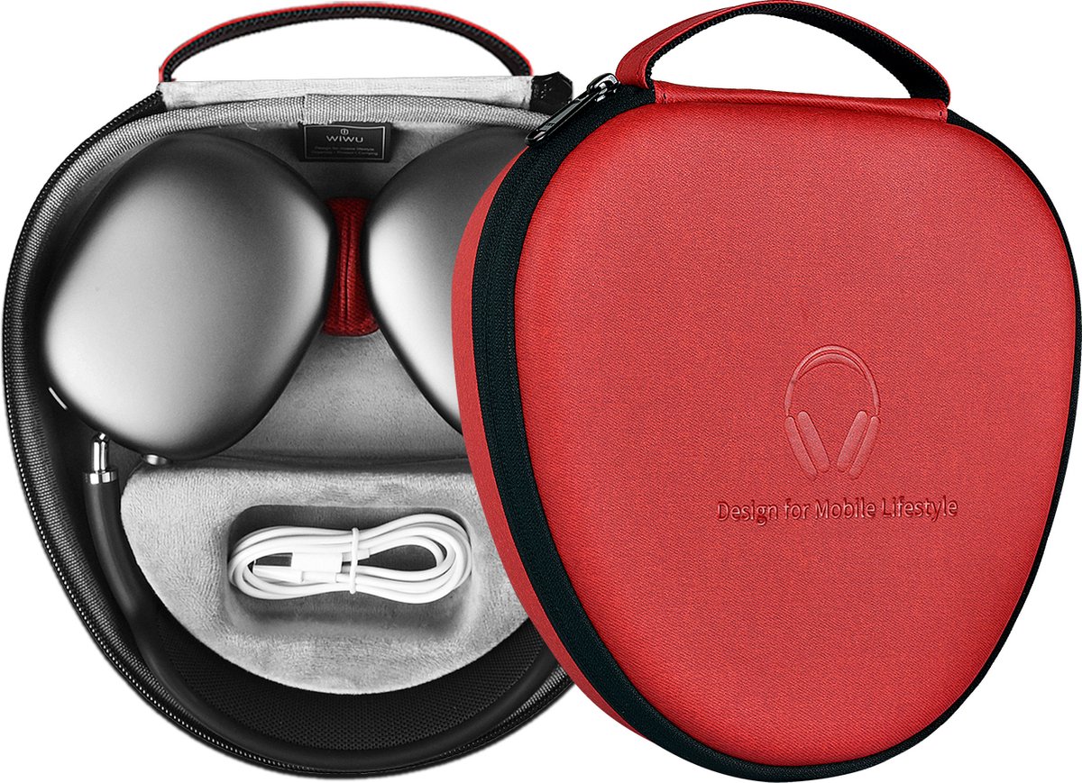 WiWu - Hoes geschikt voor Airpods Max - Hardcover case - Koptelefoon Hoes - Rood