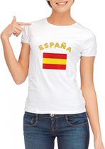 Wit dames t-shirt met vlag van Spanje S