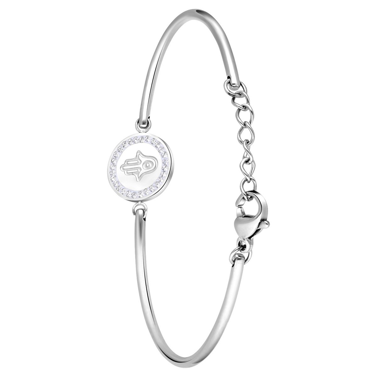 Lucardi - Dames Armband Hamsa - Staal - Armband - Cadeau - 20 cm - Zilverkleurig