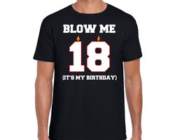 18 jaar cadeau t-shirt blow me its my birthday - zwart - heren - 18de verjaardag kado XXL