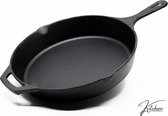 Kitchenz Gietijzeren Pan - Skillet - Koekenpan - BBQ - Koekenpan Inductie - ø32cm - 3.1 KG - Geschikt voor alle warmtebronnen
