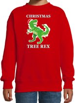 Christmas tree rex Kerstsweater / Kerst trui rood voor kinderen - Kerstkleding / Christmas outfit 98/104