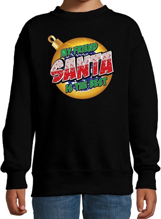 Napier Australië Portiek Foute kersttrui / sweater My friend Santa is the best zwart voor kinderen  -... | bol.com