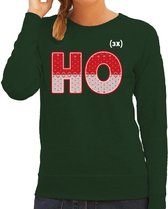 Foute Kersttrui / sweater - ho ho ho - groen voor dames - kerstkleding / kerst outfit S
