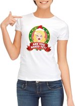 Foute Kerst shirt voor dames - Are You Naked Yet - wit S