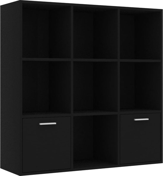 vidaXL - Boekenkast - 98x30x98 - cm - bewerkt - hout - zwart