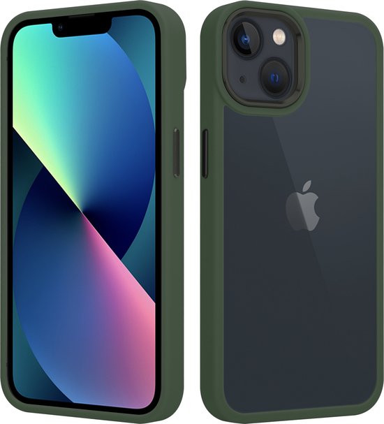 IYUPP Hoesje Geschikt voor iPhone 13 Hoesje - Shockproof Back Cover - Groen Transparant
