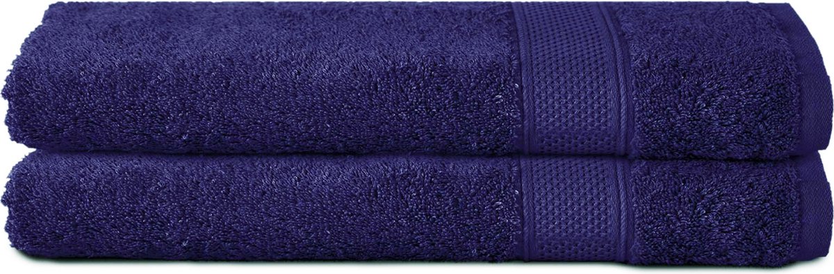 Komfortec 2x Handdoek 50x100 100% Katoen – Handdoekenset Zacht Marineblauw