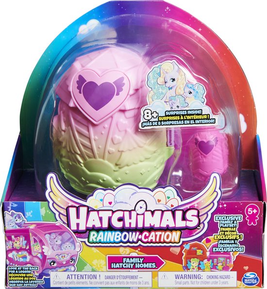 Hatchimals CollEGGtibles Rainbow-cation - Family Hatchy Home-speelset met 3 personages en maximaal 3 verrassingsbaby's - stijl kan verschillen - Hatchimals