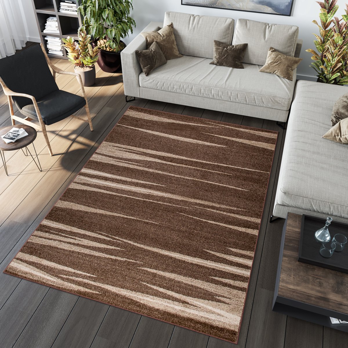 Tapiso Sari Vloerkleed Tapijten Karpetten Slaapkamer Maat- 160x220 Bruin 3