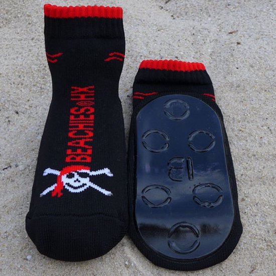 Foto: Beachies aquasokken surfschoenen strandsokken met stevige antislipzool zwart met piraat 36 38