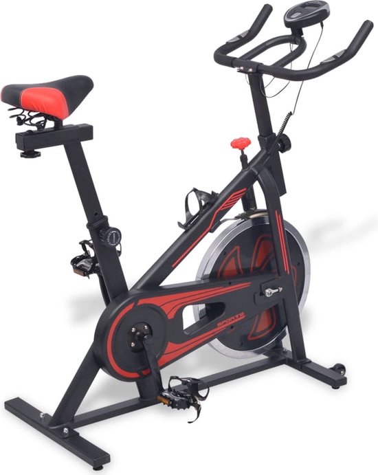 vidaXL fiets met hartslagsensoren zwart en rood | bol.com
