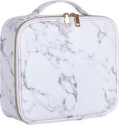 YONO Beautycase Marmer Design - Make Up Koffer Dames – Makeup Organizer – Tas voor Cosmetica – Reis Toilettas – Wit