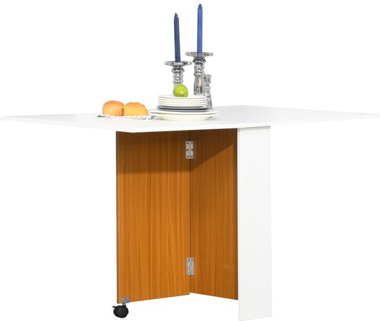 HOMCOM mobiele tafel klaptafel met wielen bureau bijzettafel