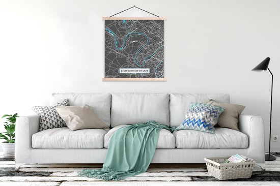 Porte-affiche avec affiche - Affiche scolaire - Saint-Germain-en-Laye - France - Carte - Plan de la ville - Plan - 120x120 cm - Lattes vierges