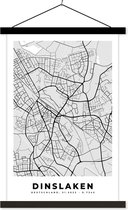 Porte-affiche avec affiche - Affiche scolaire - Carte - Dinslaken - Allemagne - Carte - Plan de la ville - 40x60 cm - Lattes noires
