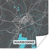 Poster Plattegrond – Kaart – Stadskaart – Frankrijk – Narbonne - 30x30 cm