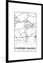 Fotolijst incl. Poster - Castrop-Rauxel - Plattegrond - Kaart - Stadskaart - 60x90 cm - Posterlijst